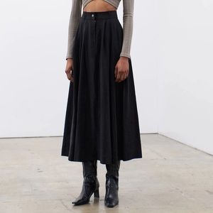 Mara Hoffman Black Linen Mid Length Skirt